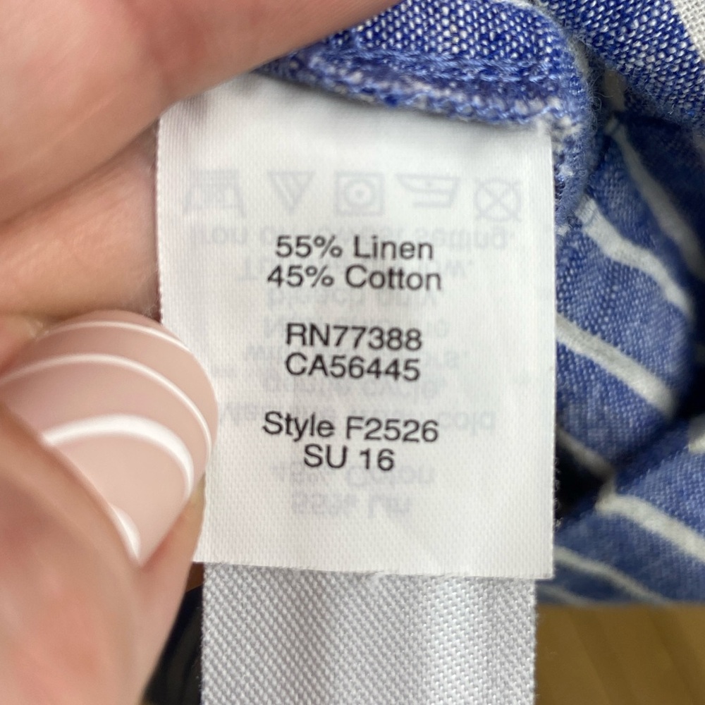 Madewell One-Shoulder Blue White stripe Linen Blend dress sz XS EUC - Picture 4 of 5